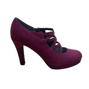 Lauren Blakwell Women’s Purple Suede Crisscross Strap Marika Platform Pumps Sz 7